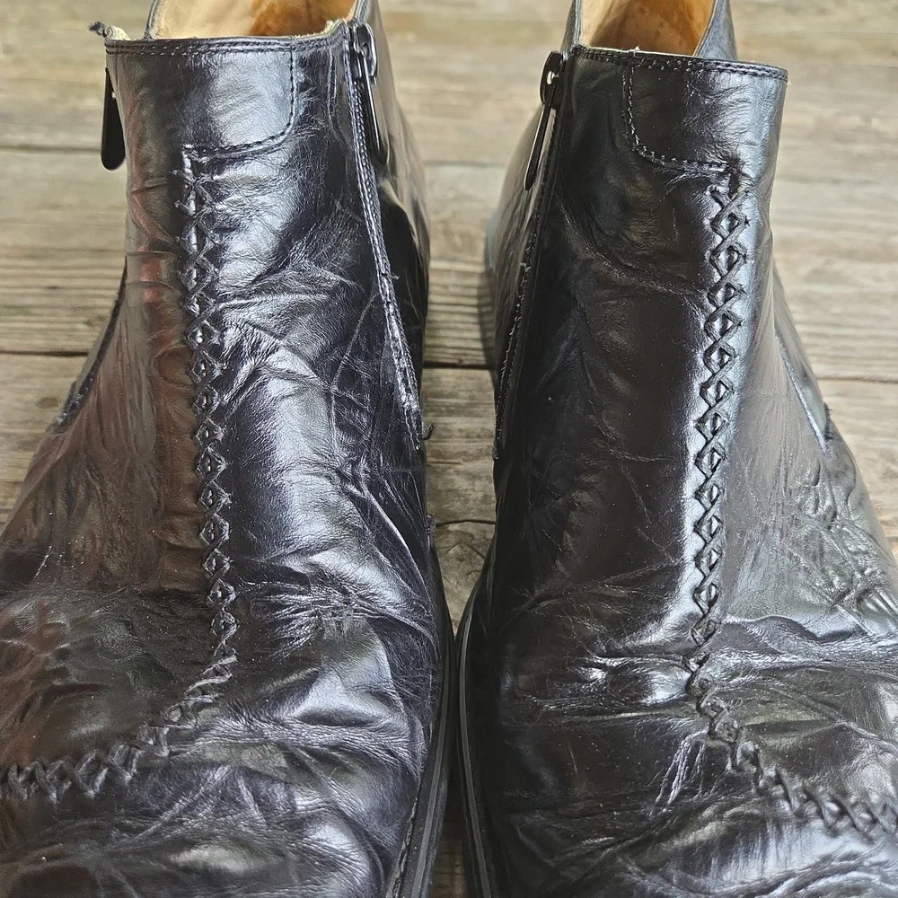 Fratelli Select Black Crinkled Leather Contemporary Chukka Boot Size 13